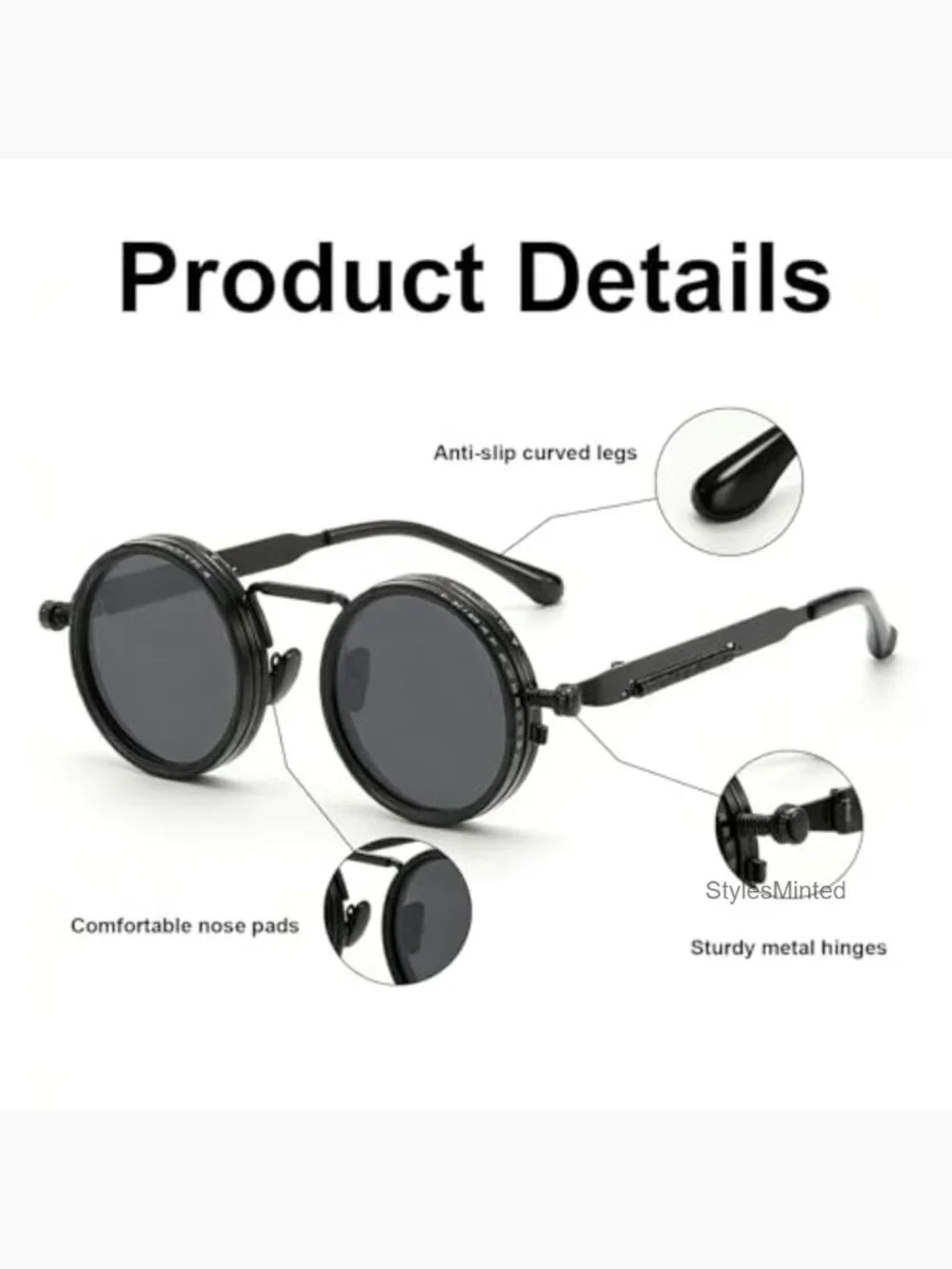 Adjustable Tint Sunglasses 9-Level Manual Dimming Polarized UV400 Retro Round